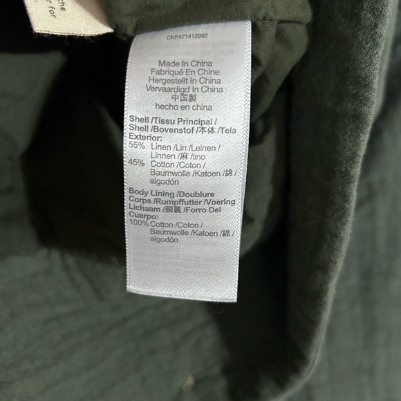 Madewell Drop Shoulder Crop Blazer M Gauzy Linen Slouchy Oversized Green - Picture 6 of 9